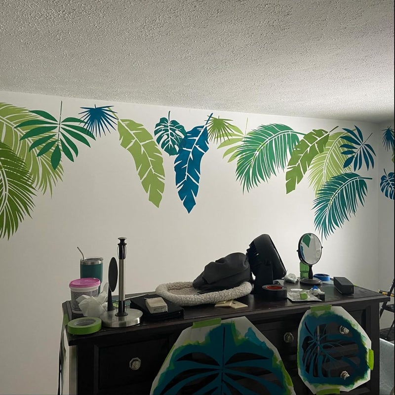 SUNVERSE Large Leaf Stencils for Painting on Walls Fern Palm Stencil Tropical Leaves Wall Stencils for Crafts Furniture Wood Fabrics - Image 3